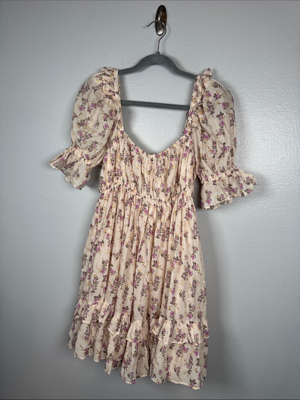 Revolve LPA Garland Mini dress Rachelle print puff sleeve cotton floral small - Picture 2 of 8